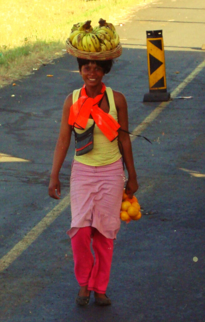 vendeuse de fruits en bord de route